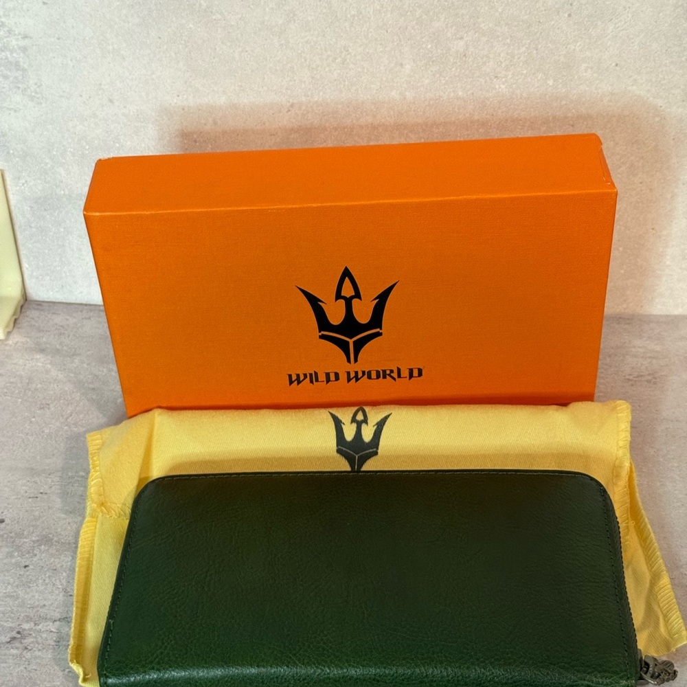 Wild World Green Leather Wallet